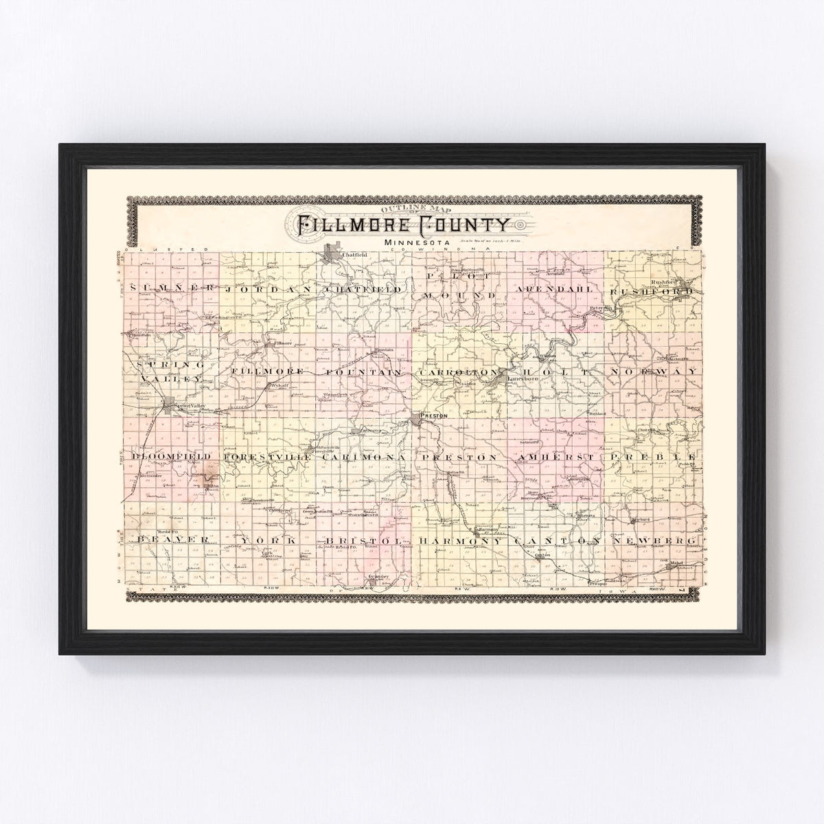 Fillmore County Vintage Map 1896