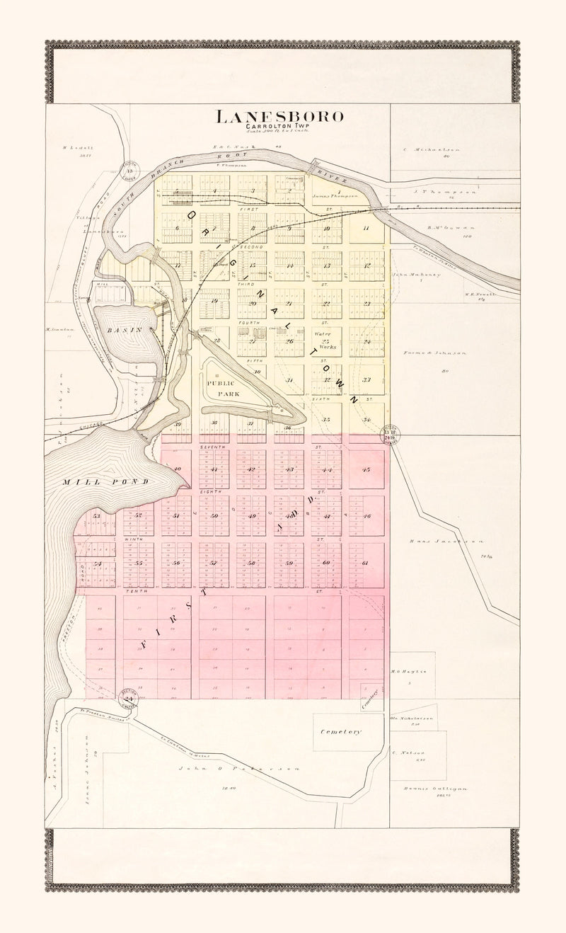 Size comparison using Vintage Map of Lanesboro, Minnesota 1896