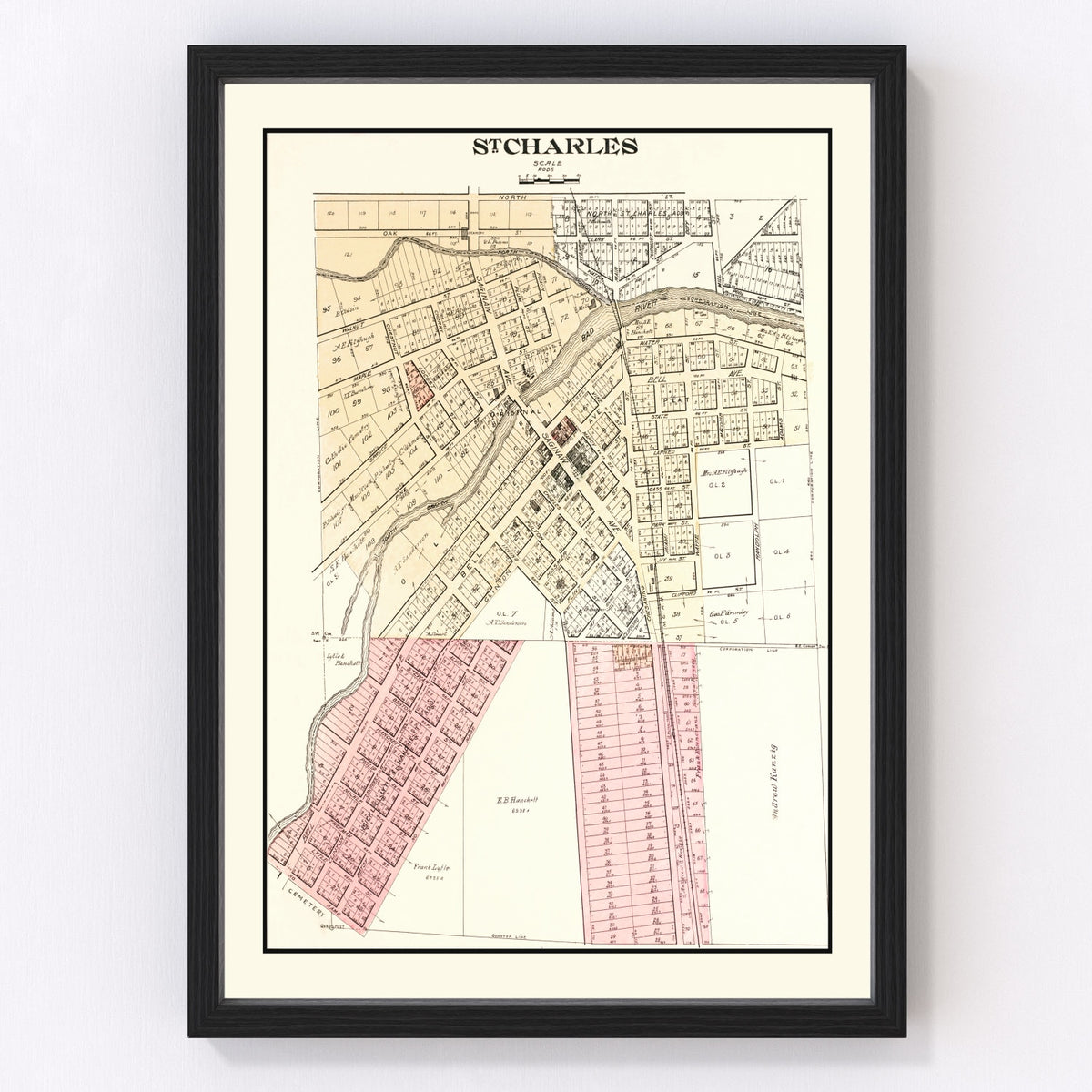 Saint Charles Vintage Map 1896