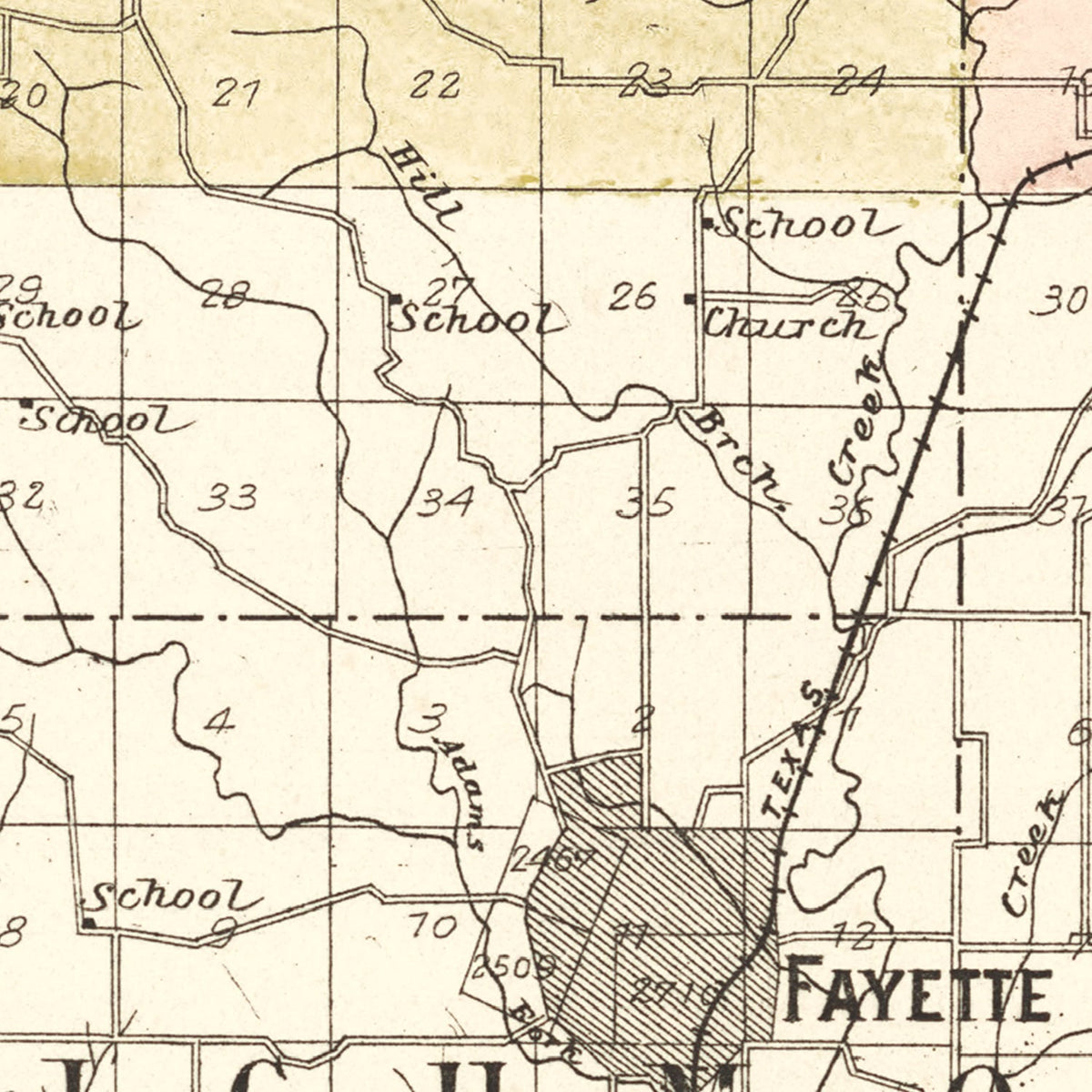 Restored historic details from the 1897 county map of Howard County, Missouri