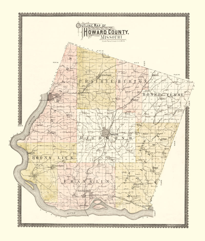 Size comparison using Vintage Map of Howard County, Missouri 1897