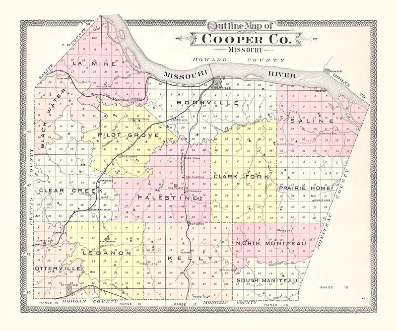 Size comparison using Vintage Map of Cooper County, Missouri 1897
