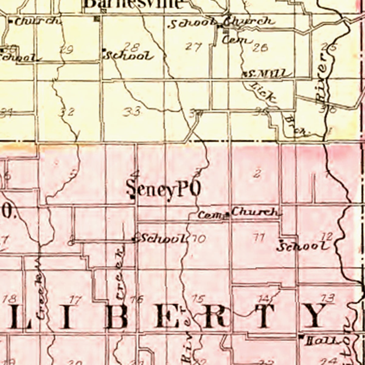 Restored historic details from the 1897 county map of Macon County, Missouri