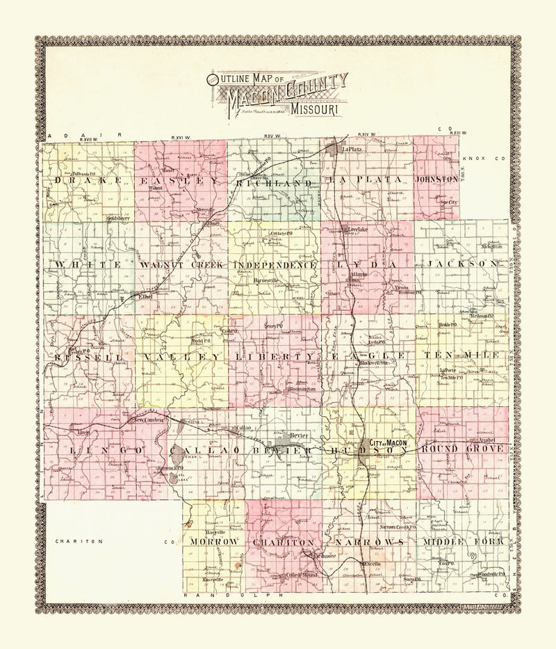 Size comparison using Vintage Map of Macon County, Missouri 1897