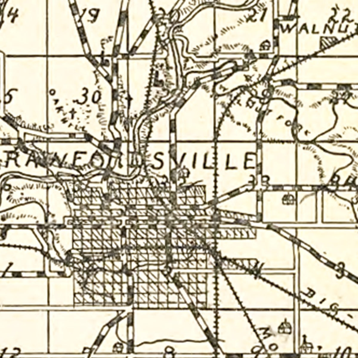 Restored historic details from the 1898 county map of Montgomery County, Indiana