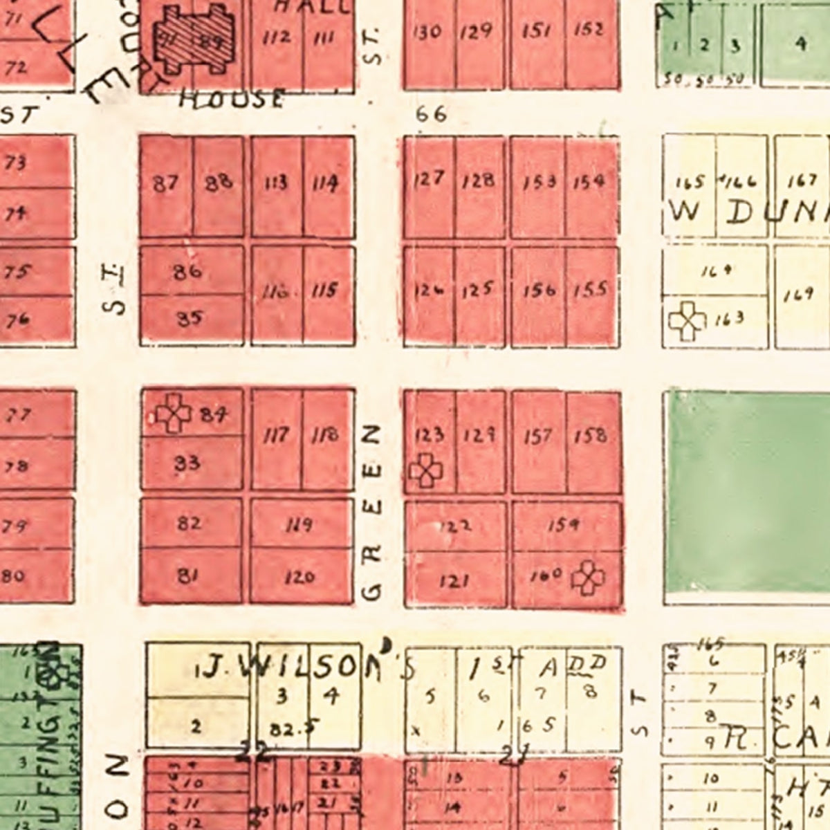 Restored historic details from the 1898 city map of Crawfordsville, Indiana