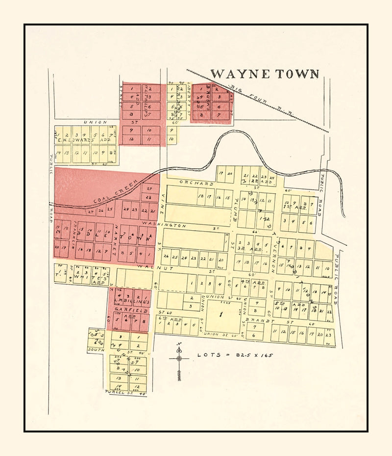 Size comparison using Vintage Map of Wayne, Indiana 1898