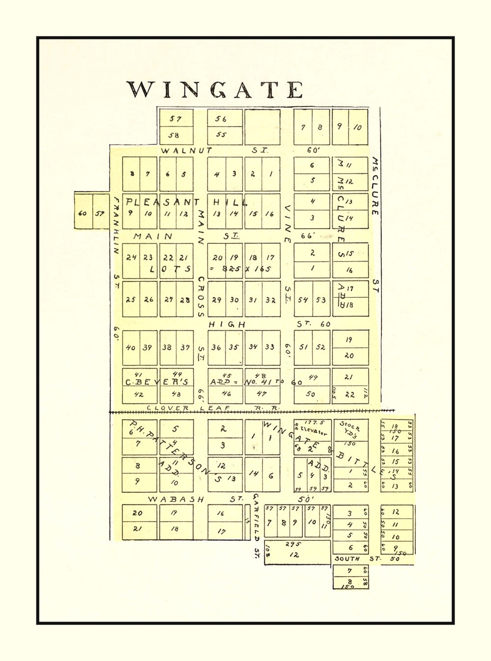Vintage Map of Wingate, Indiana 1898 print style example