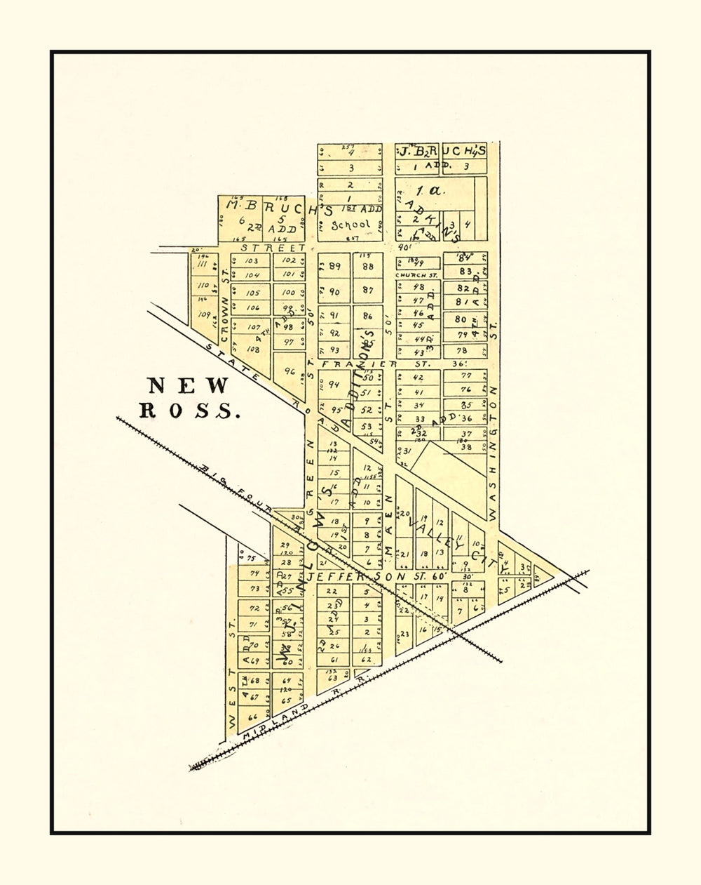 Vintage Map of New Ross, Indiana 1898 print style example