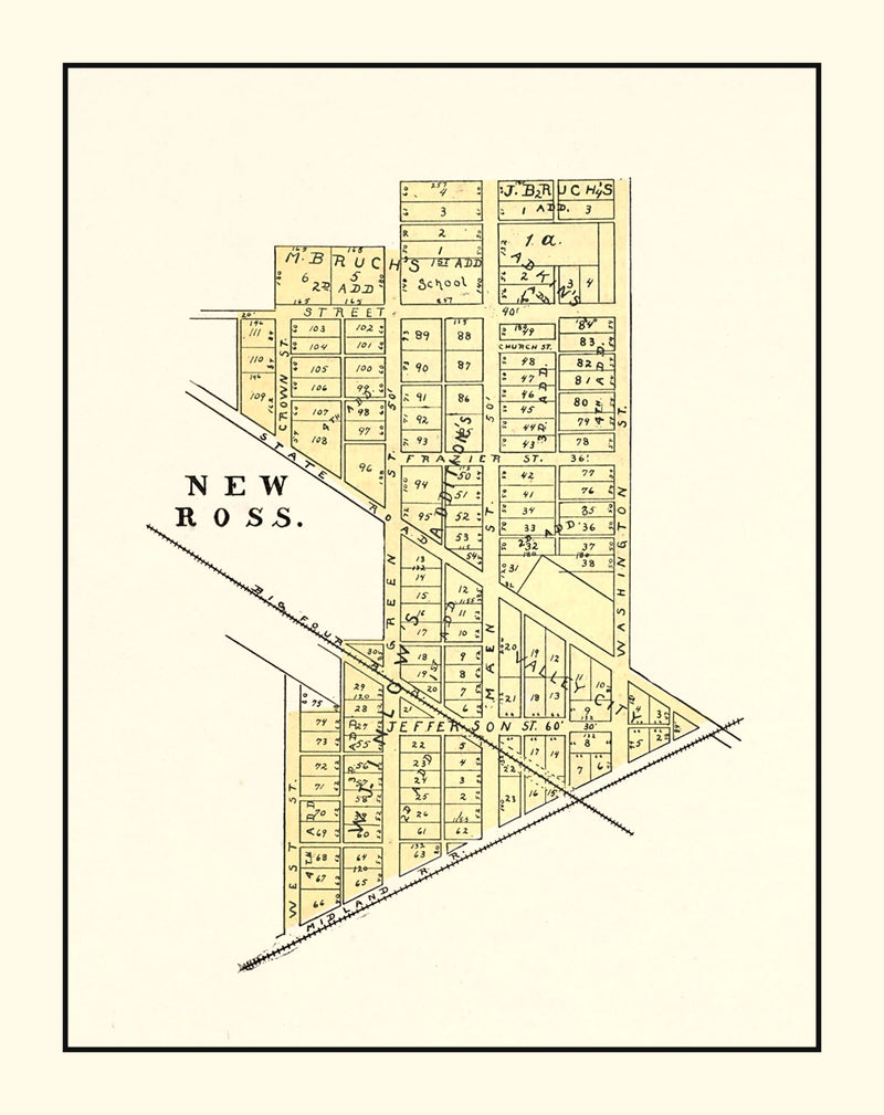 Size comparison using Vintage Map of New Ross, Indiana 1898