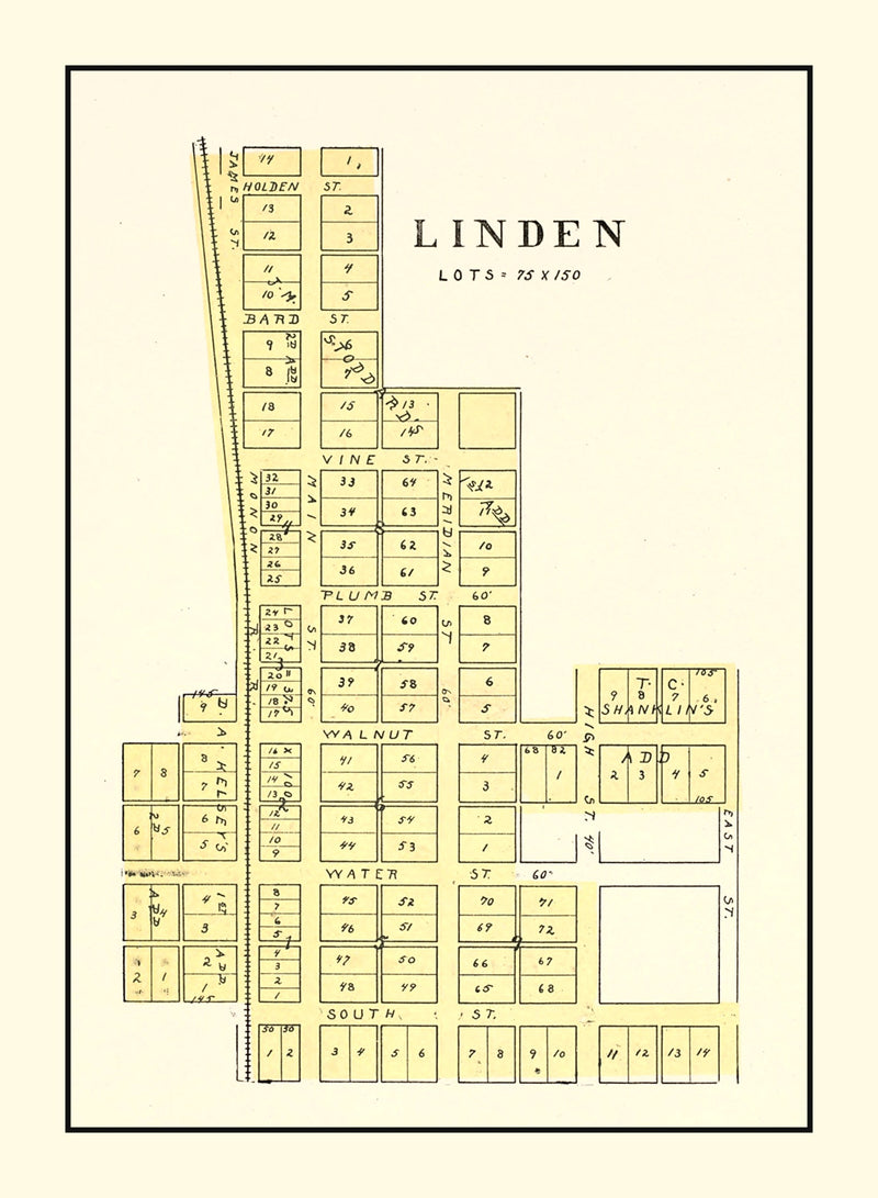 Size comparison using Vintage Map of Linden, Indiana 1898