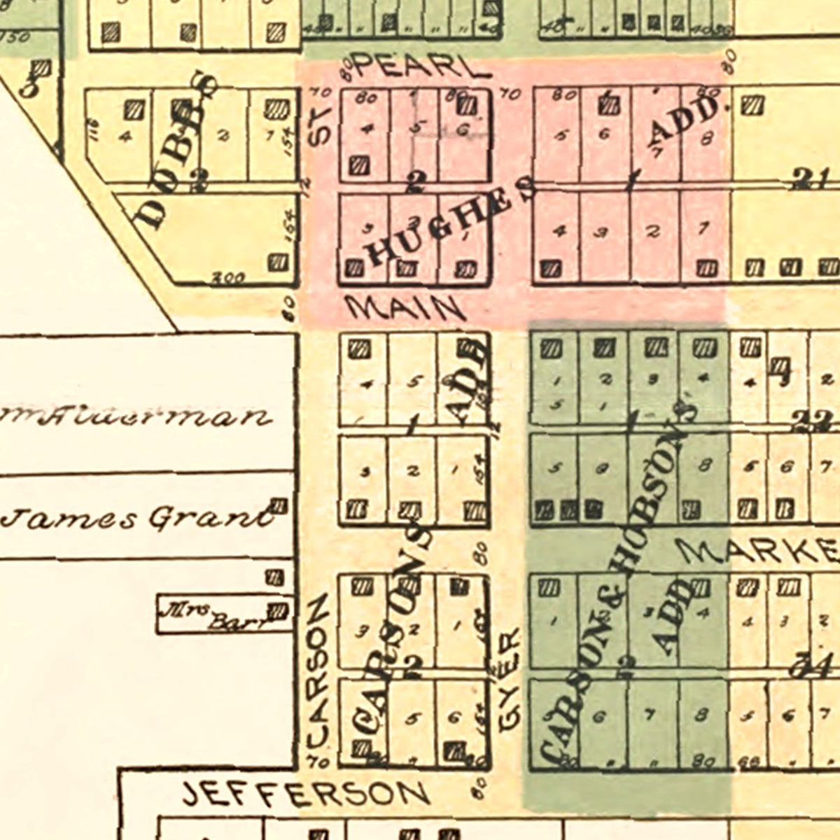 Restored historic details from the 1898 city map of Savannah, Missouri