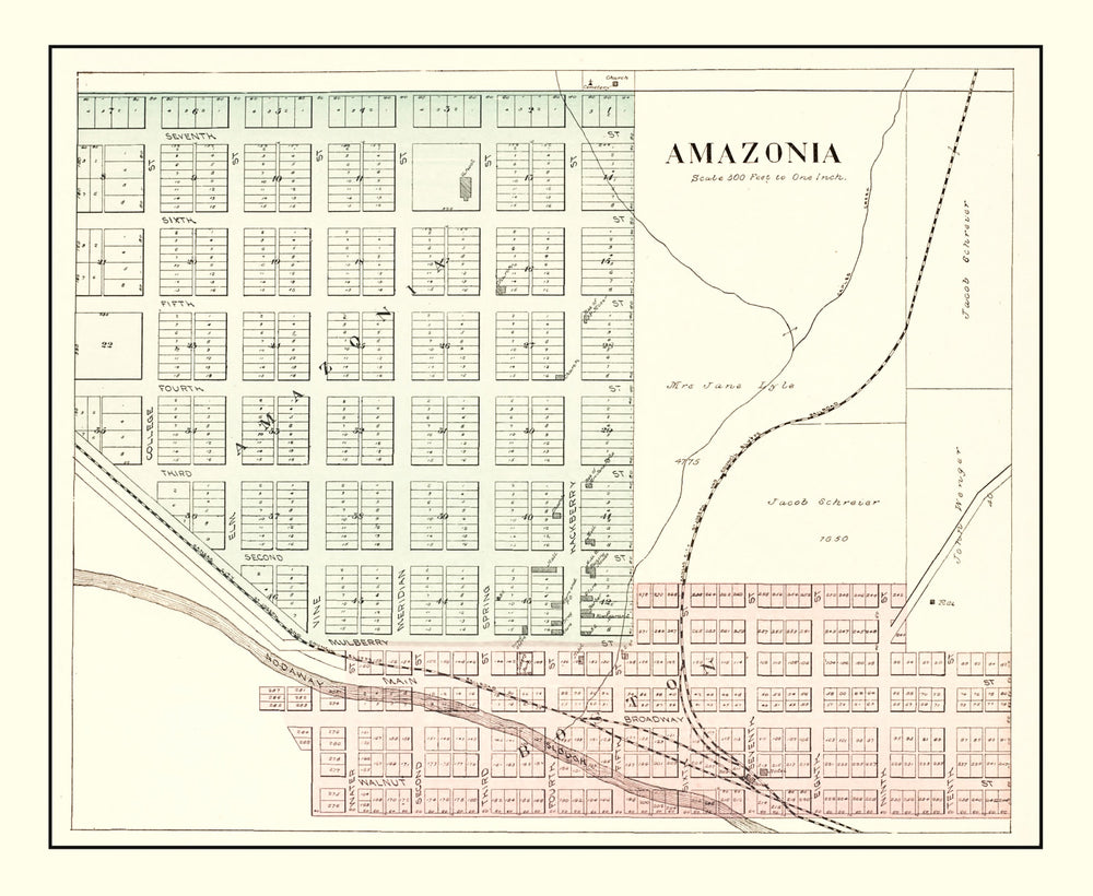 Vintage Map of Amazonia, Missouri 1898 print style example
