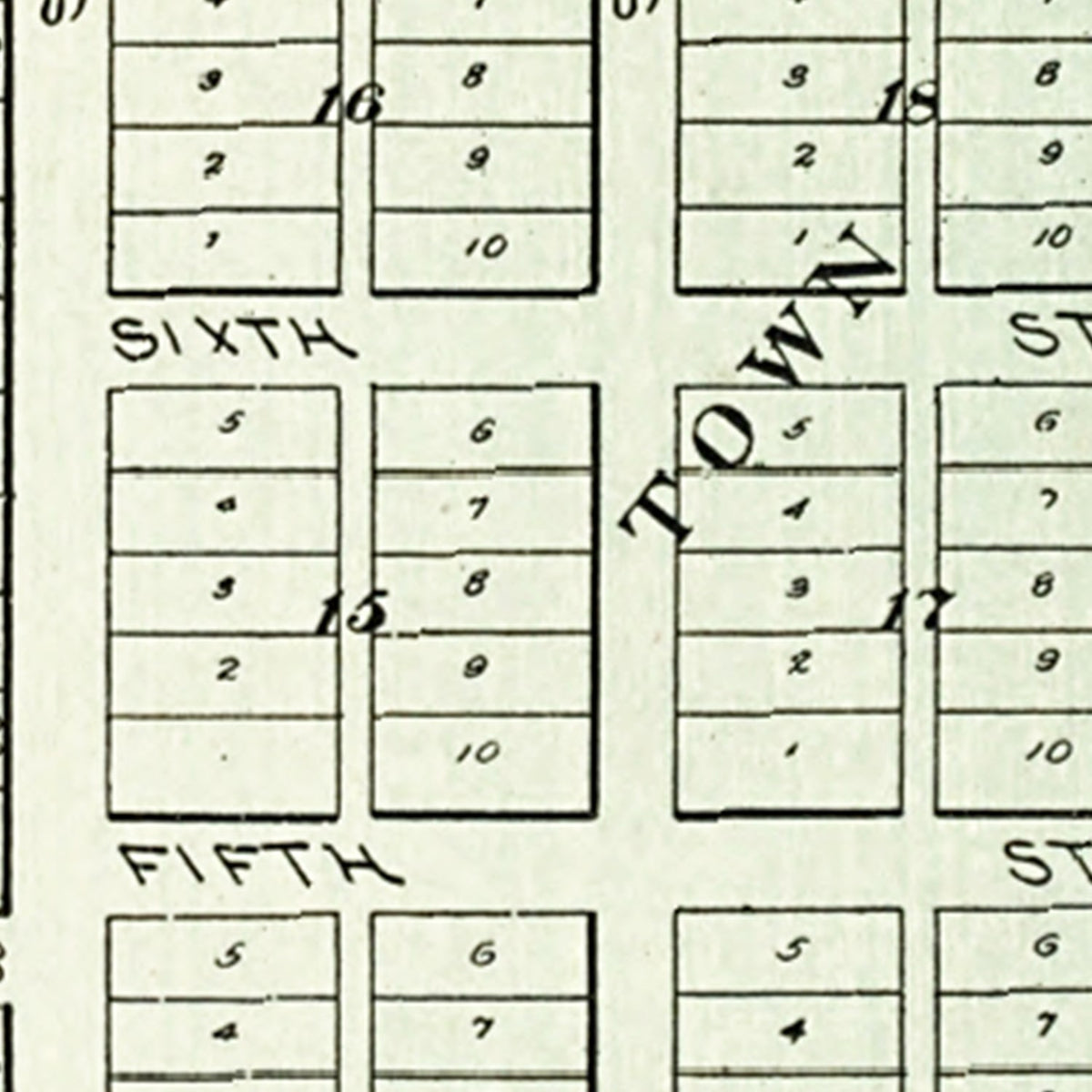 Restored historic details from the 1898 city map of Bolckow, Missouri