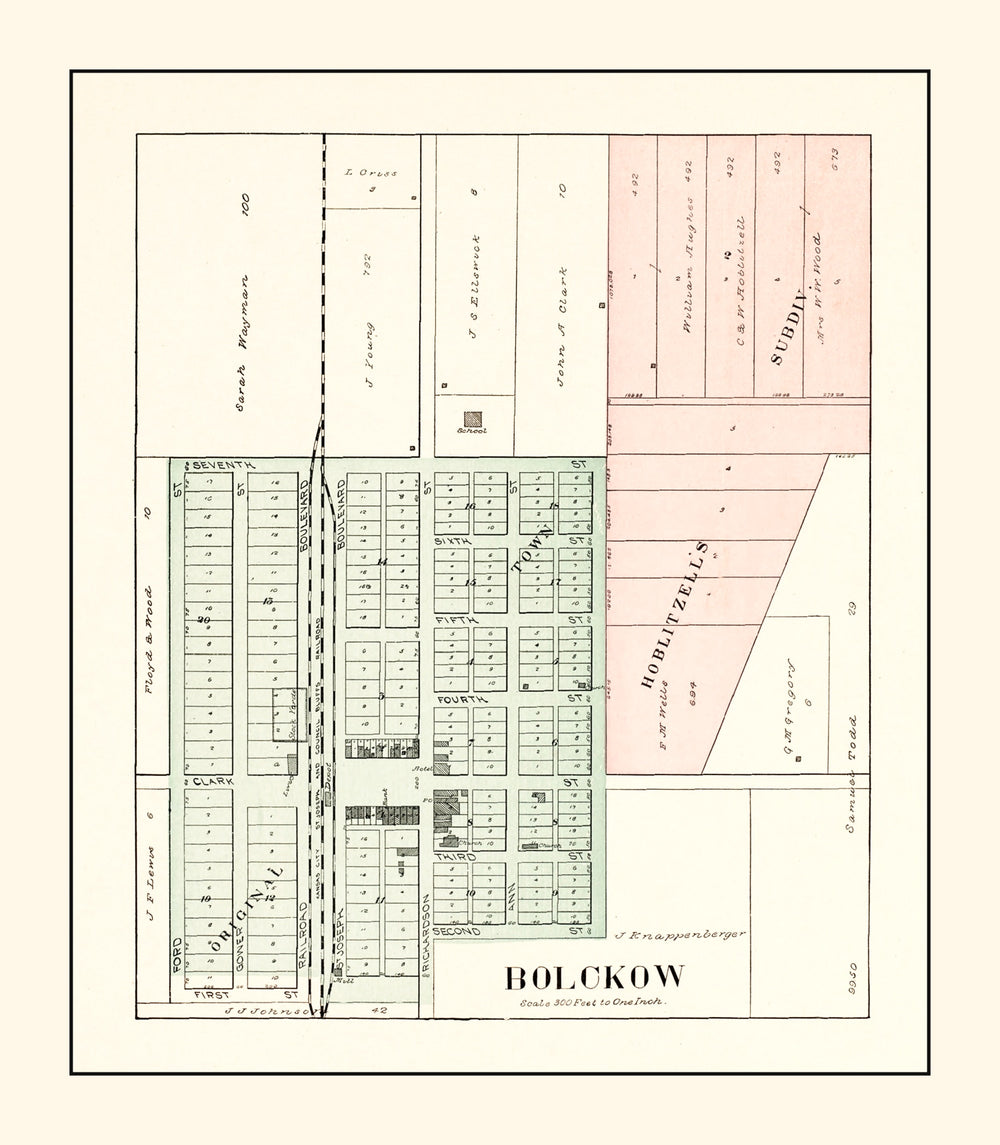 Vintage Map of Bolckow, Missouri 1898 print style example