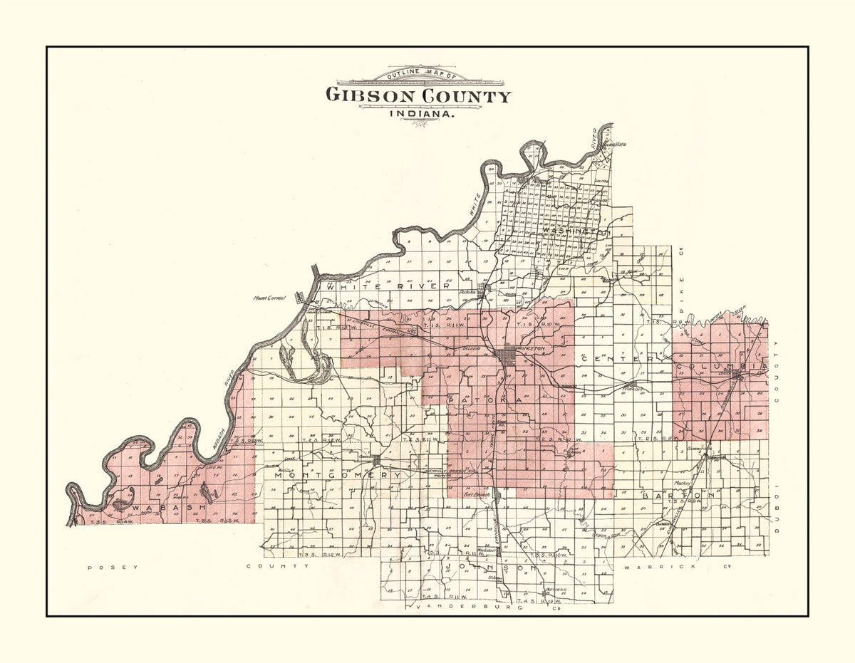 Preview of Vintage Map of Gibson County, Indiana 1899