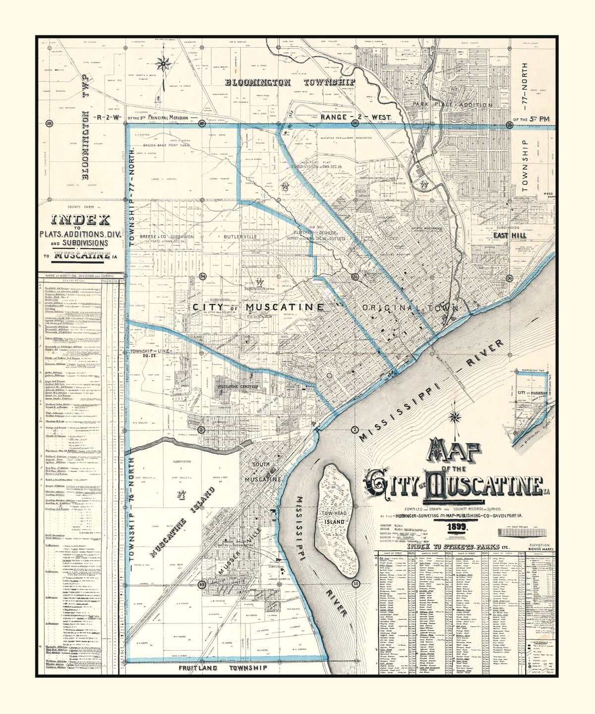 Preview of Vintage Map of Muscatine, Iowa 1899