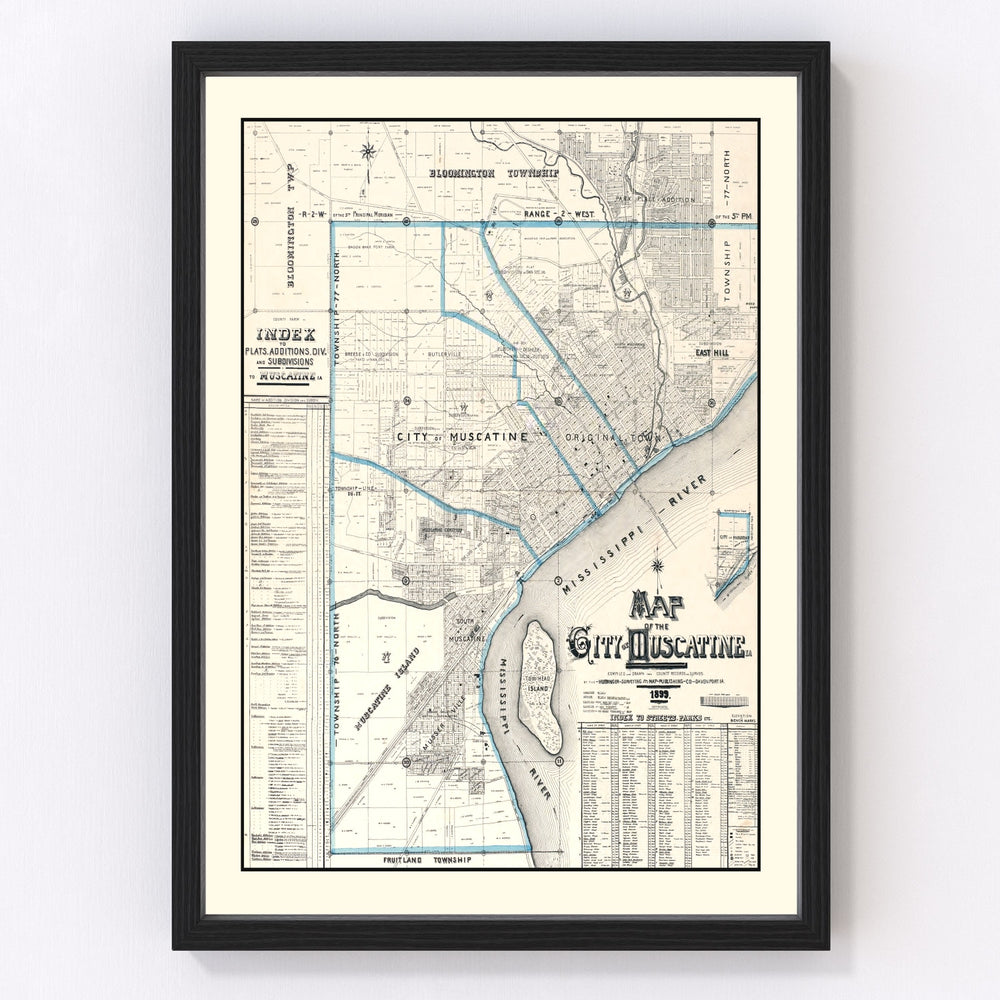 Muscatine Vintage Map 1899