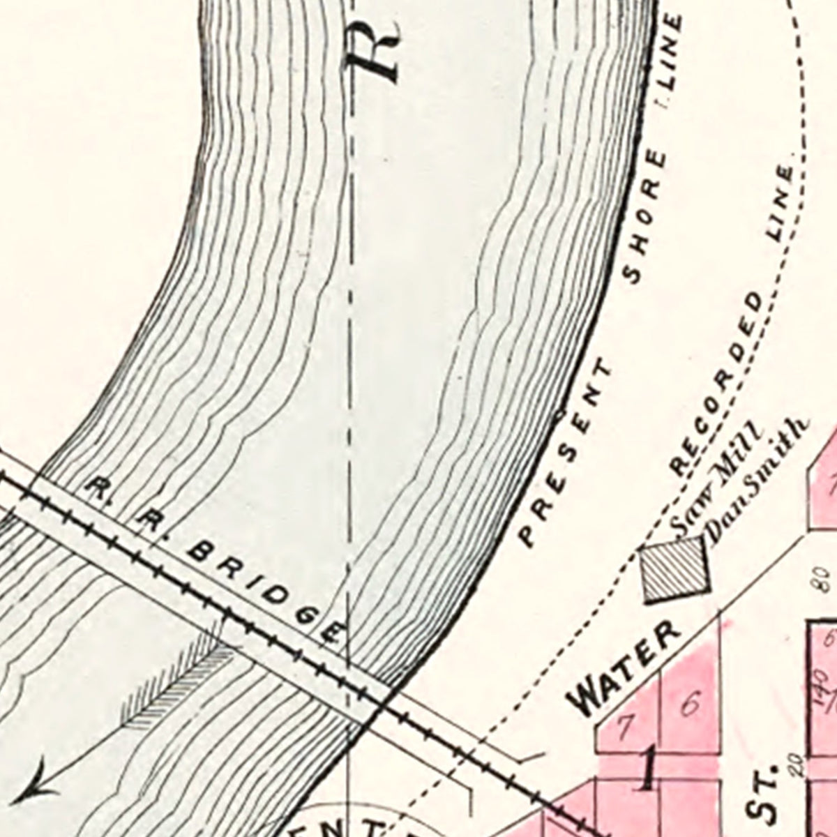 Restored historic details from the 1899 city map of Moscow, Iowa