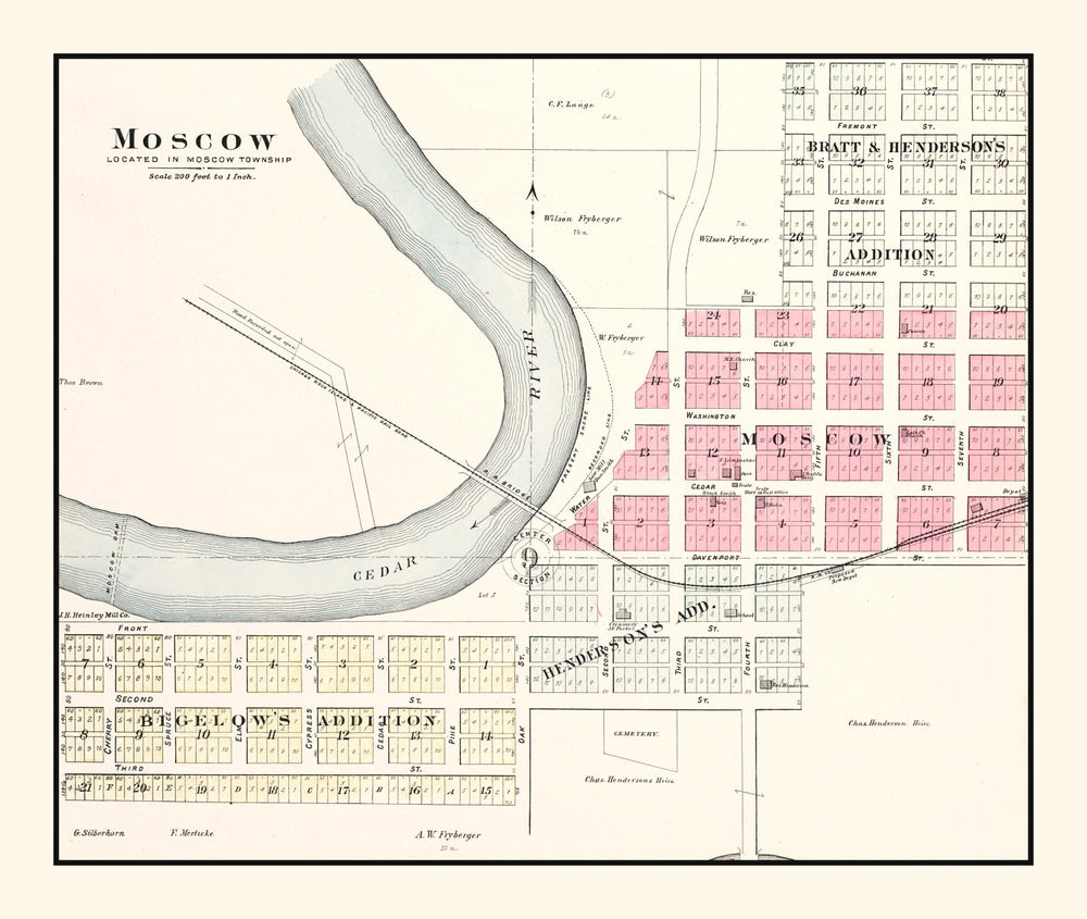 Vintage Map of Moscow, Iowa 1899 print style example