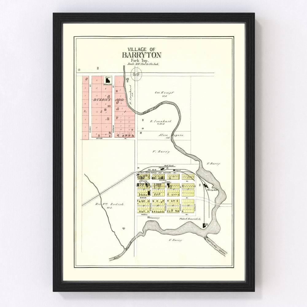 Barryton Vintage Map 1900