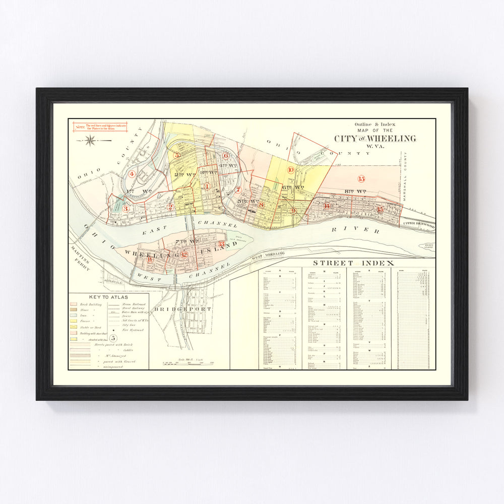 Wheeling Vintage Map 1901