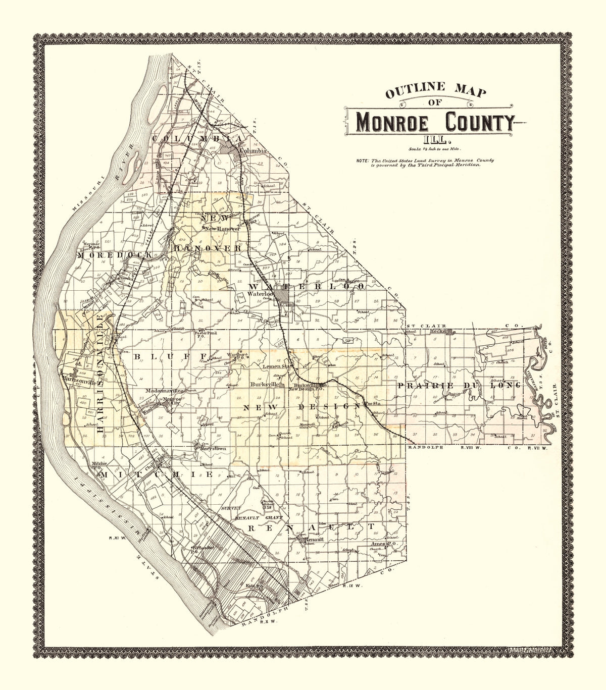 Preview of Vintage Map of Monroe County, Illinois 1901