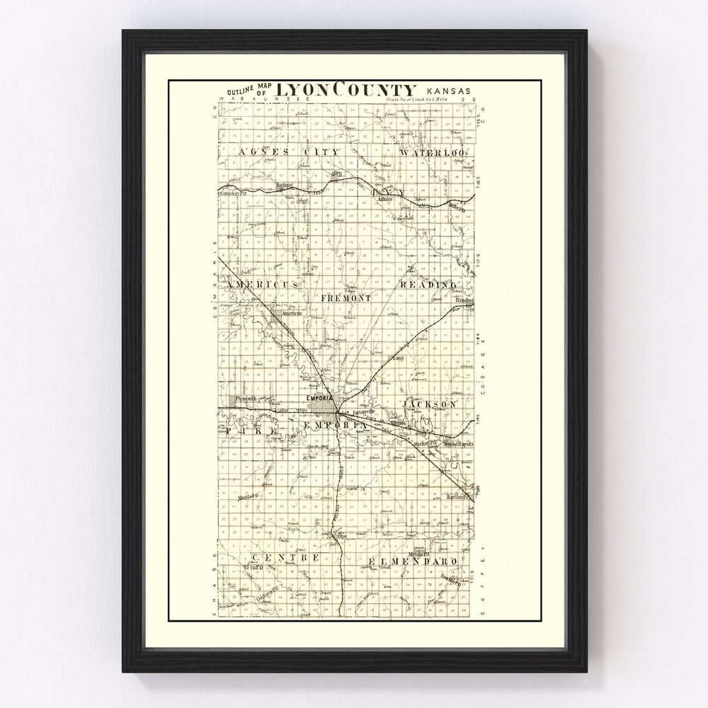 Lyon County Vintage Map 1901