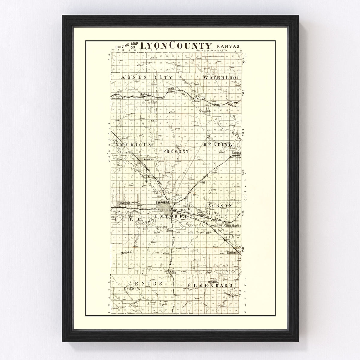 Lyon County Vintage Map 1901