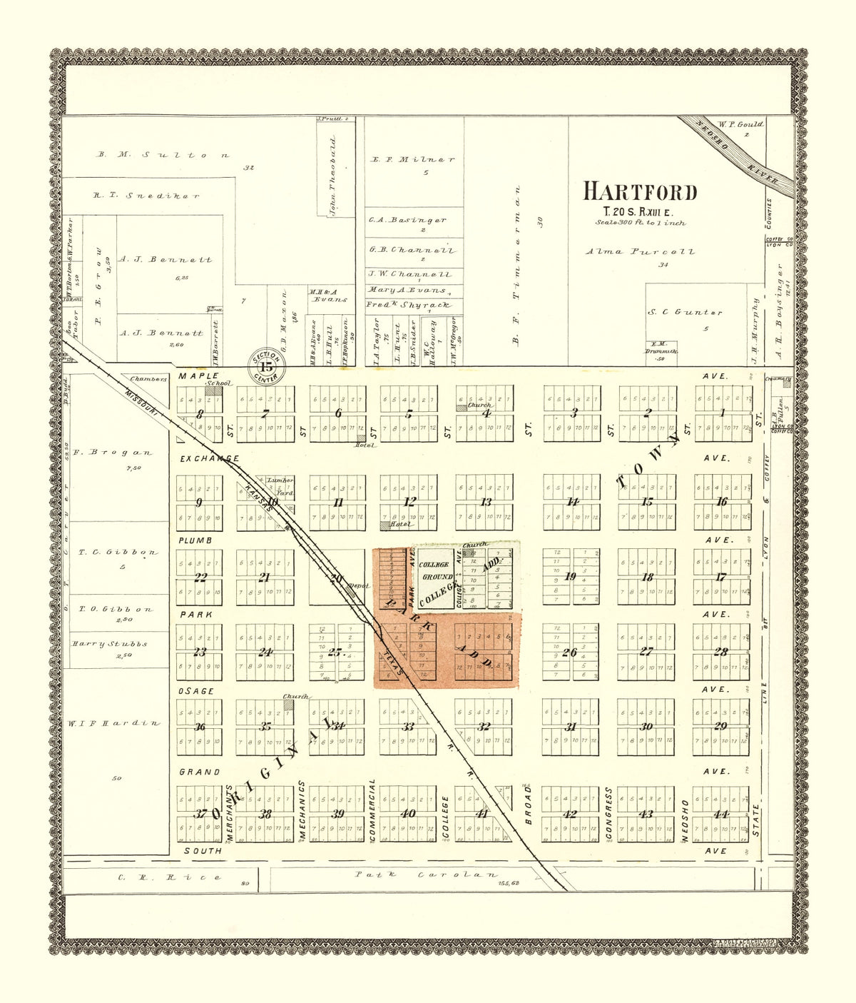 Preview of Vintage Map of Hartford, Kansas 1901