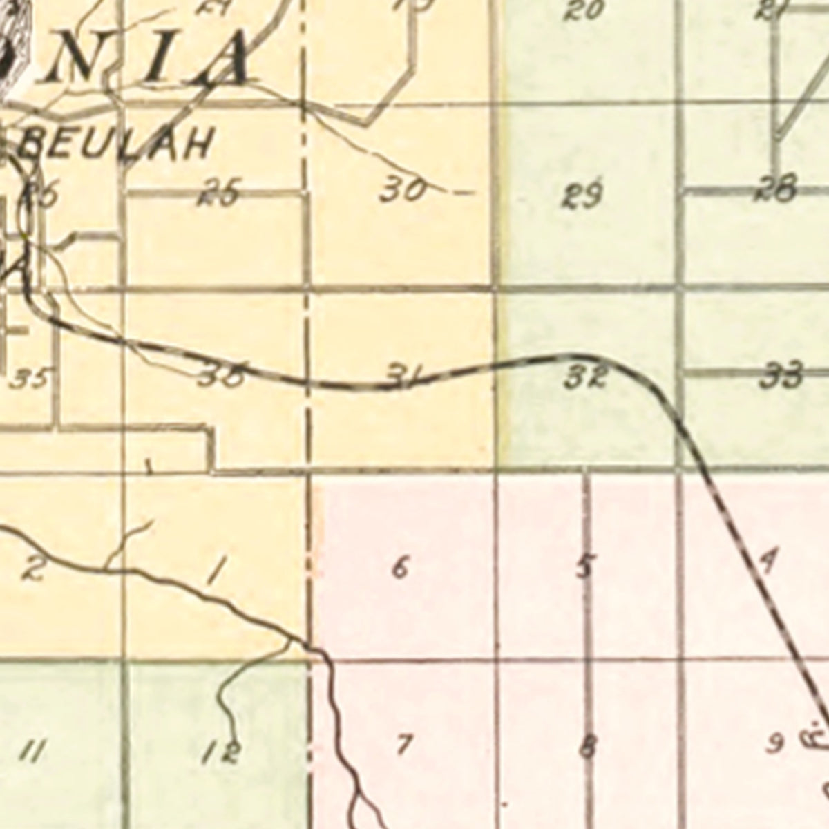 Restored historic details from the 1901 county map of Benzie County, Michigan