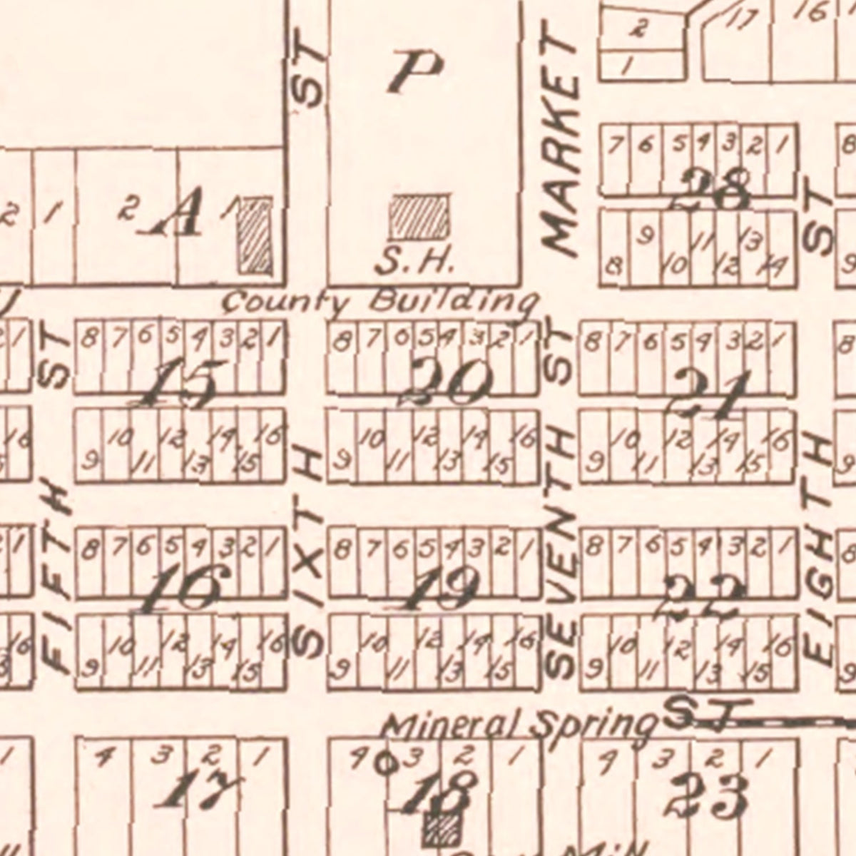 Restored historic details from the 1901 city map of Frankfort, Michigan