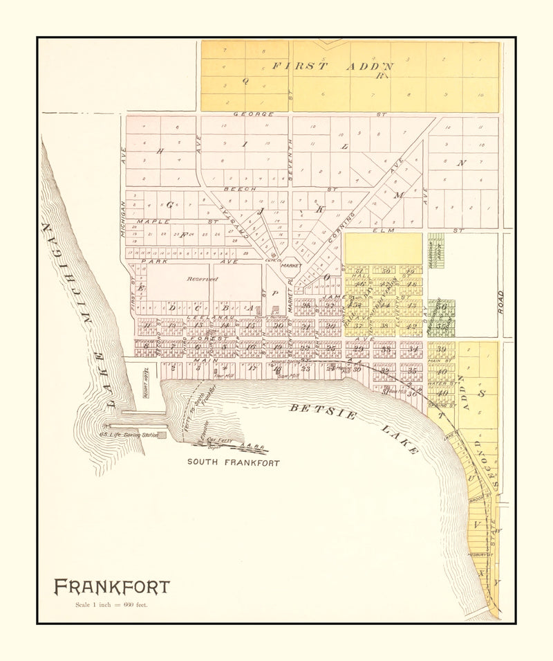 Size comparison using Vintage Map of Frankfort, Michigan 1901