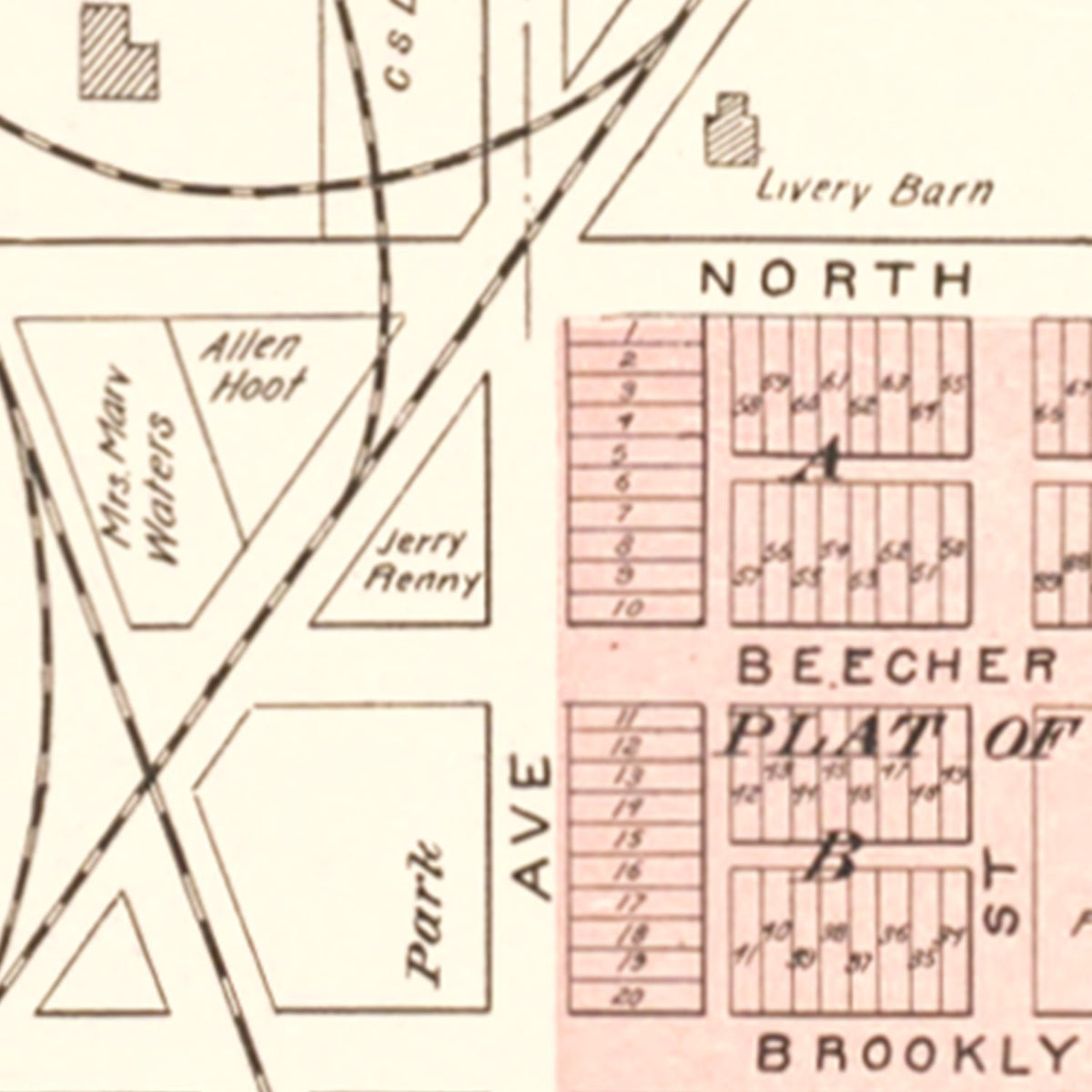 Restored historic details from the 1901 city map of Thompsonville, Michigan