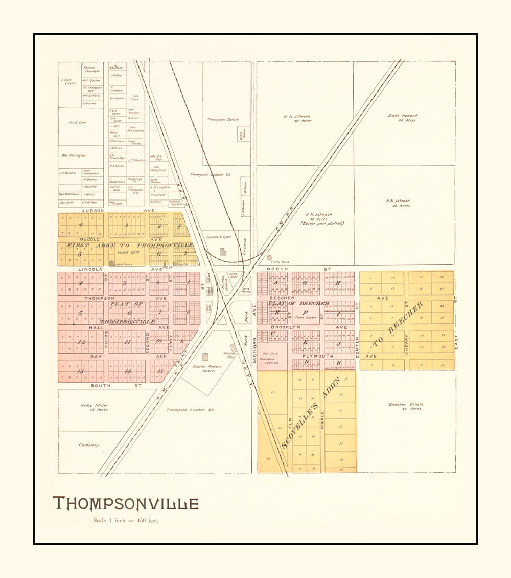 Vintage Map of Thompsonville, Michigan 1901 print style example