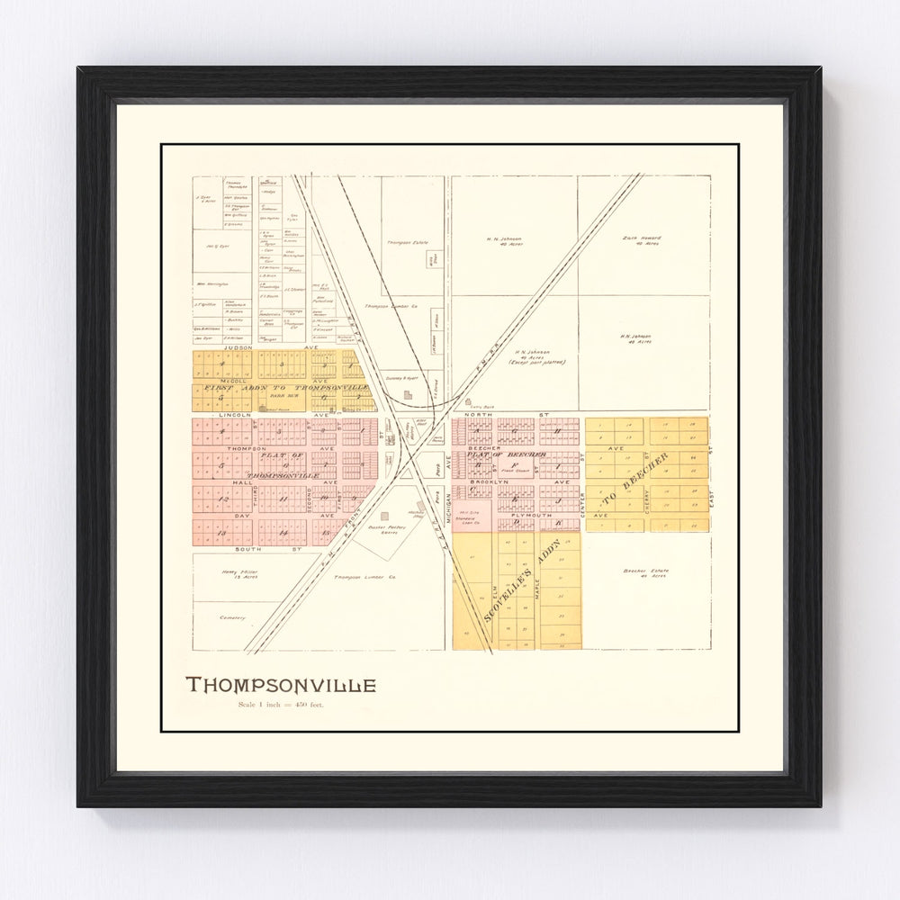 Thompsonville Vintage Map 1901