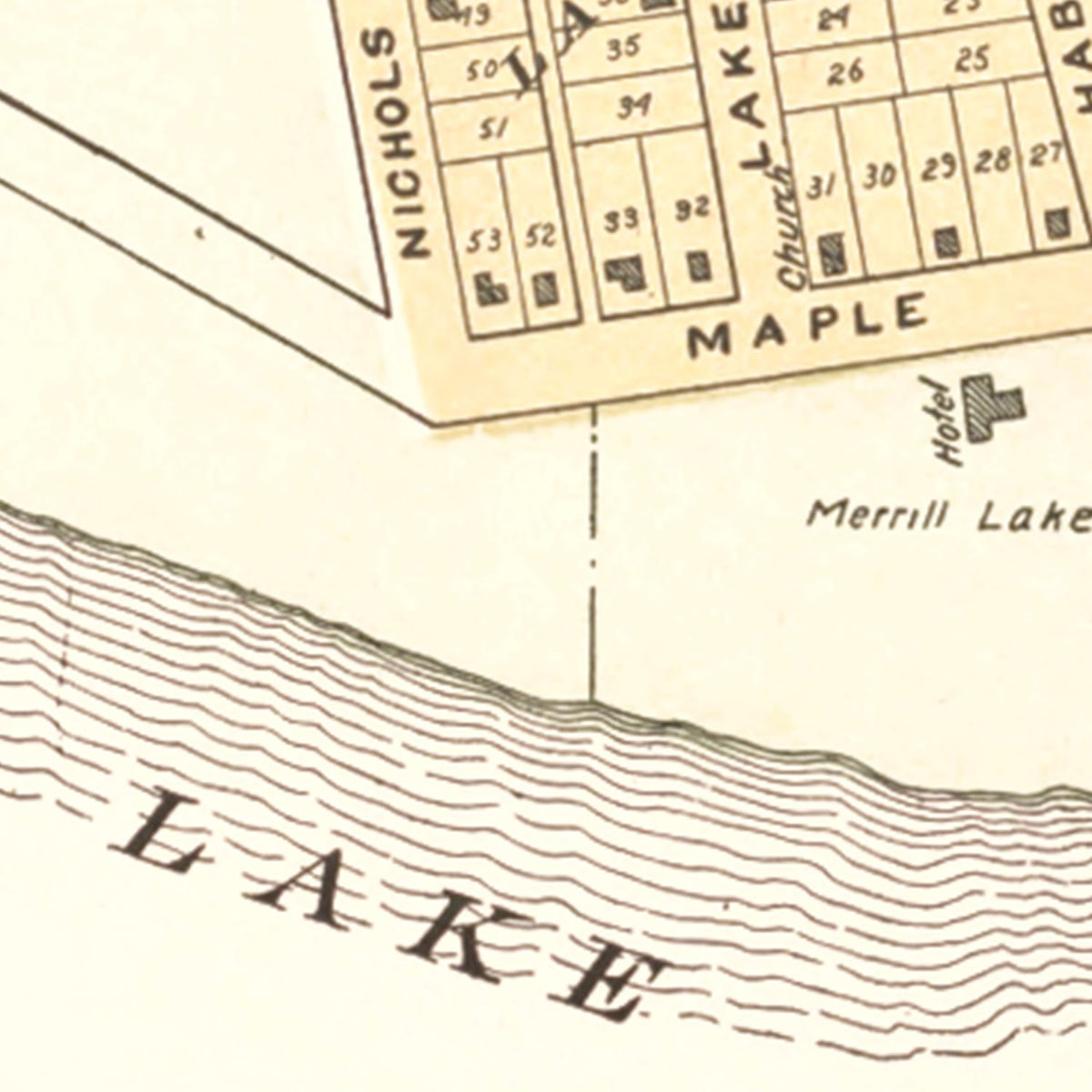 Restored historic details from the 1901 city map of Lake Ann, Michigan
