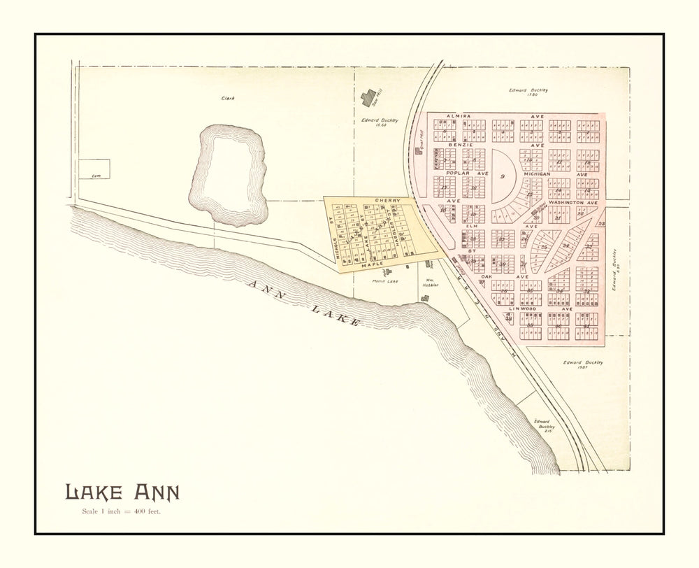 Vintage Map of Lake Ann, Michigan 1901 print style example