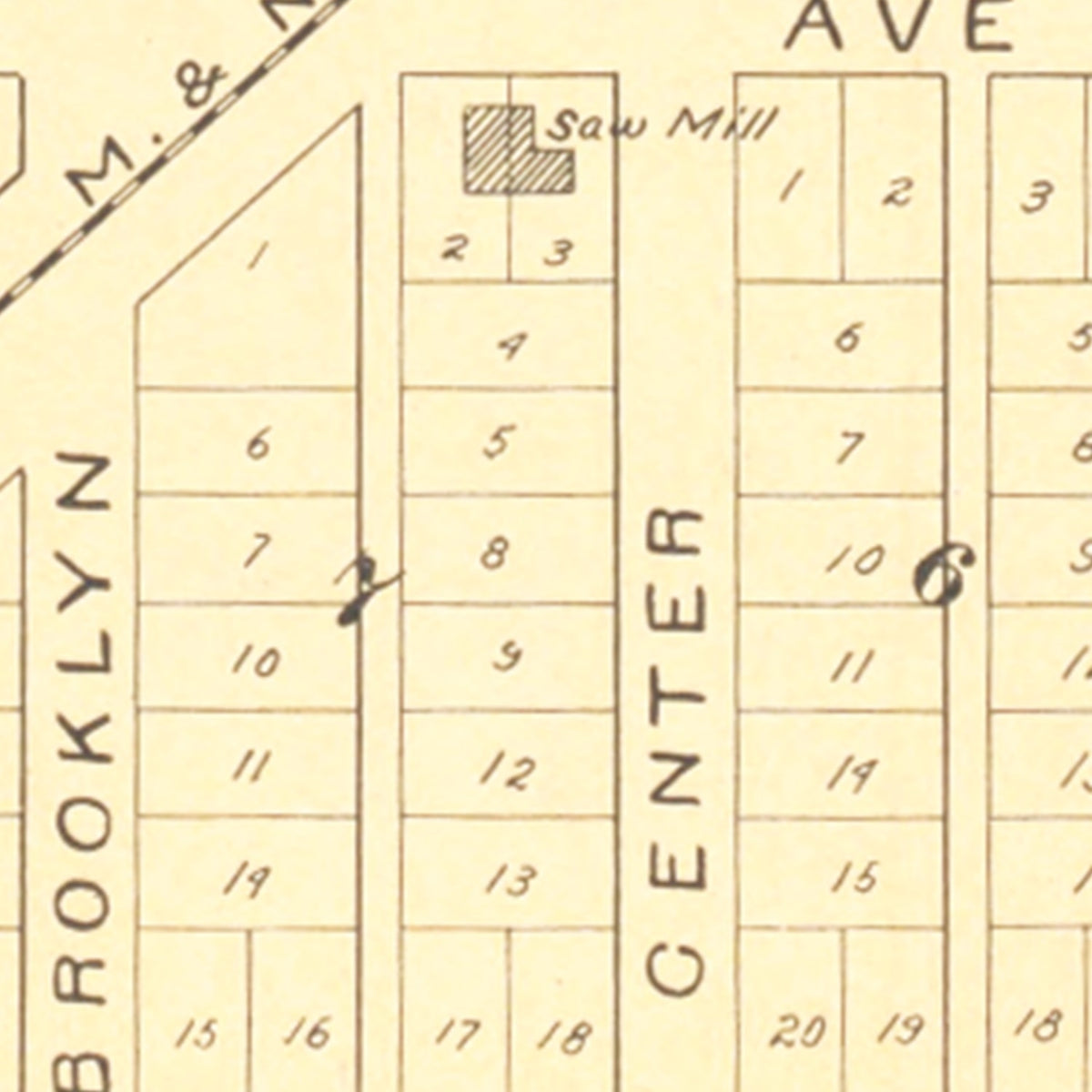 Restored historic details from the 1901 city map of Nessen, Michigan