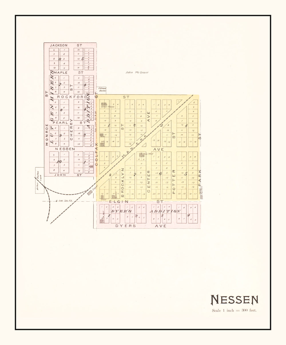 Vintage Map of Nessen, Michigan 1901 print style example