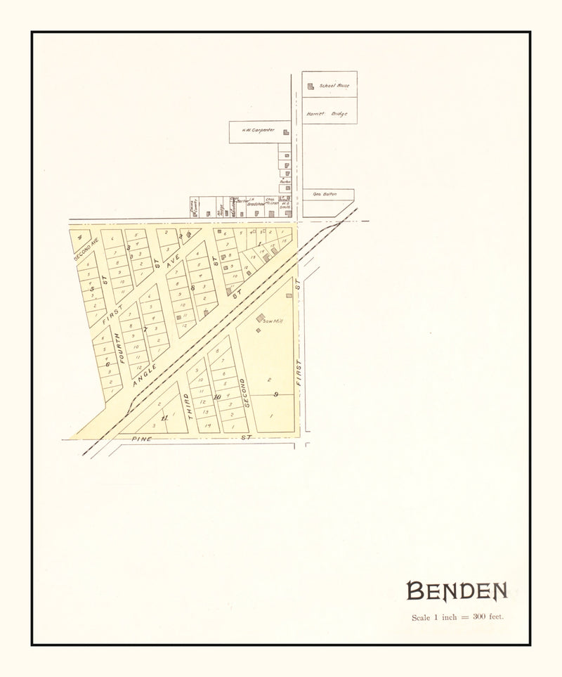 Size comparison using Vintage Map of Benden, Michigan 1901