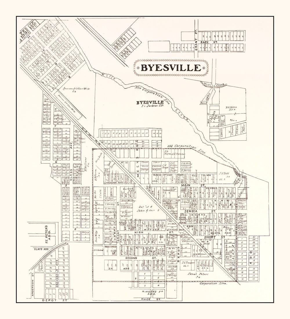 Vintage Map of Byesville, Ohio 1902 print style example
