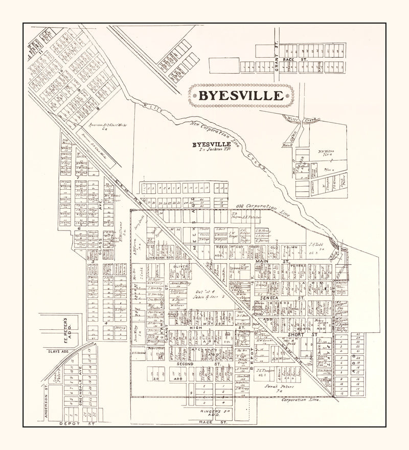 Size comparison using Vintage Map of Byesville, Ohio 1902