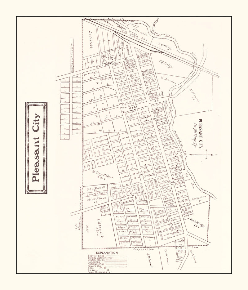 Size comparison using Vintage Map of Pleasant, Ohio 1902