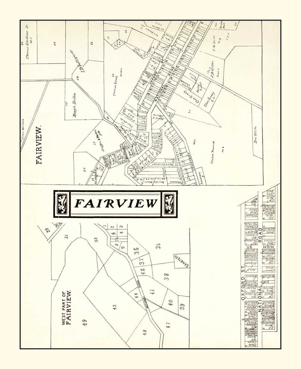 Vintage Map of Fairview, Ohio 1902 print style example