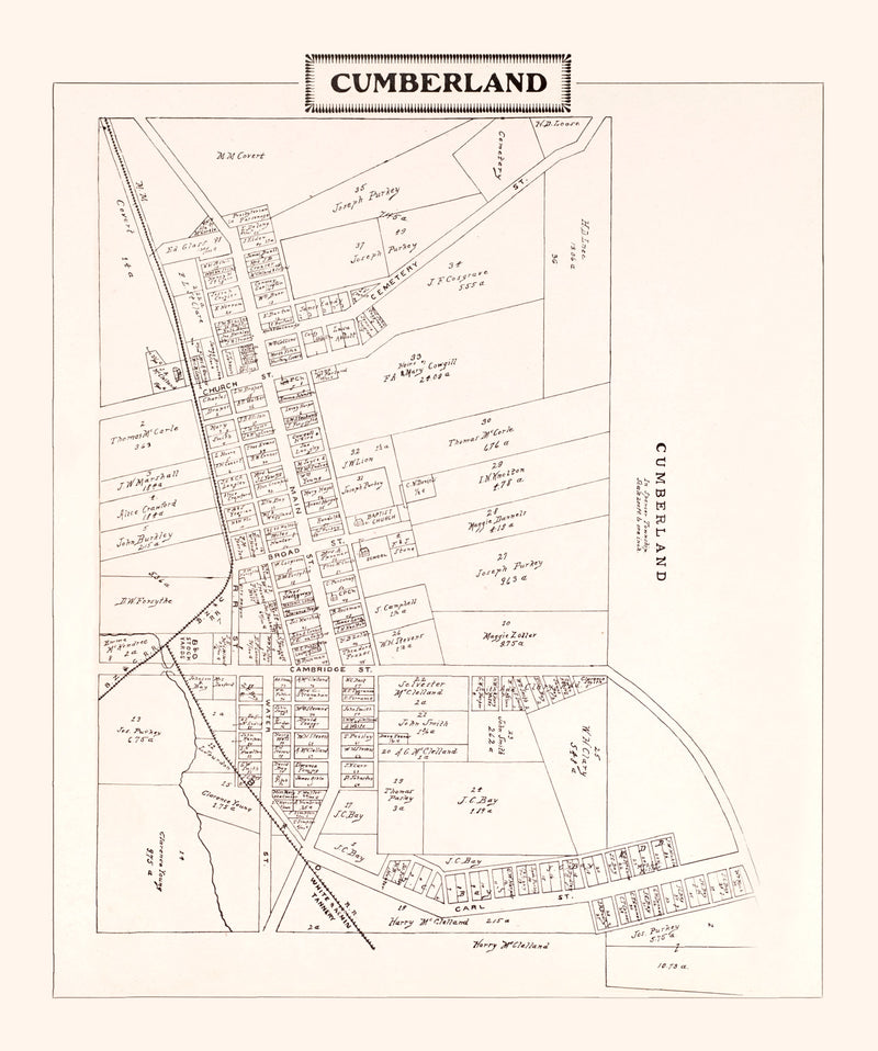 Size comparison using Vintage Map of Cumberland, Ohio 1902