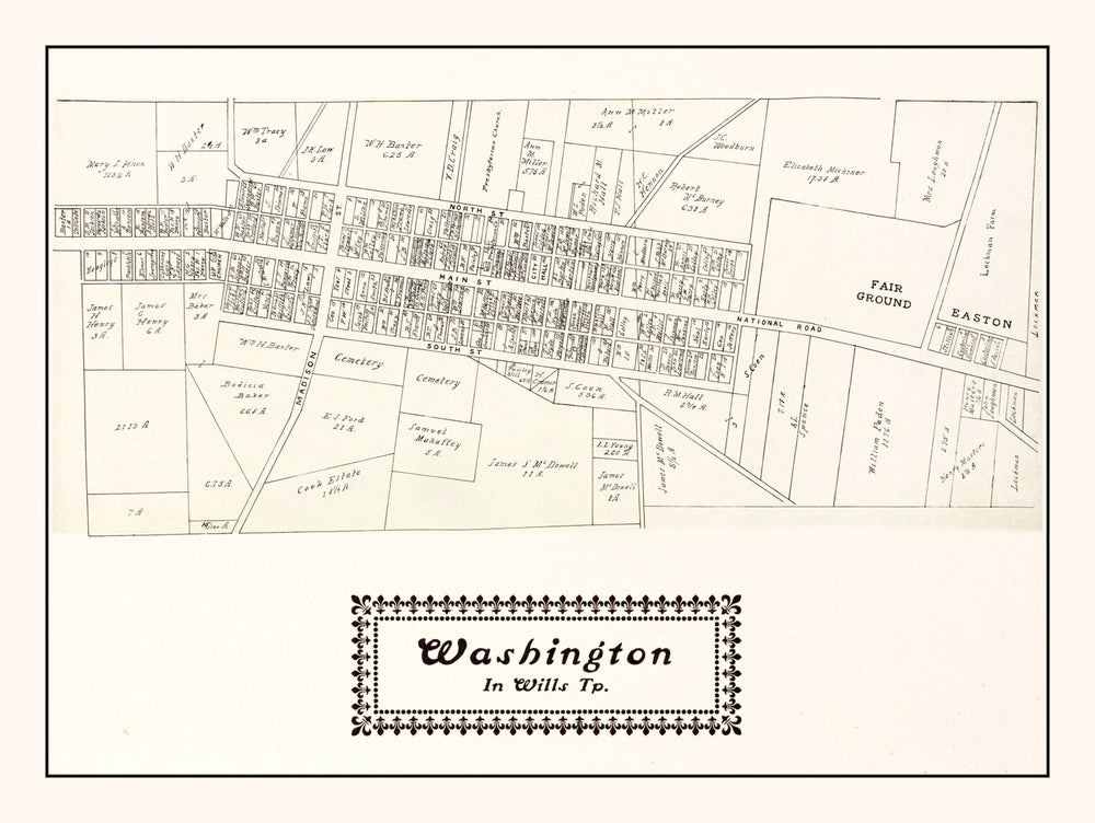 Vintage Map of Washington, Ohio 1902 print style example