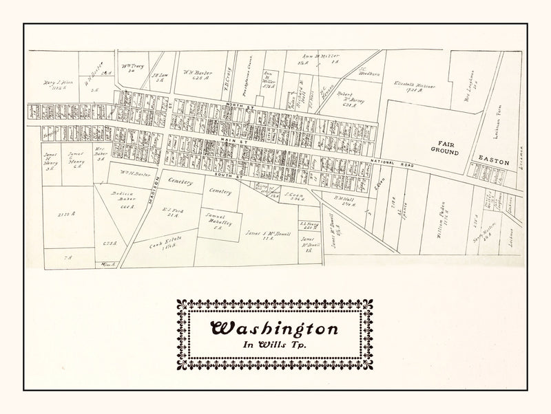 Size comparison using Vintage Map of Washington, Ohio 1902