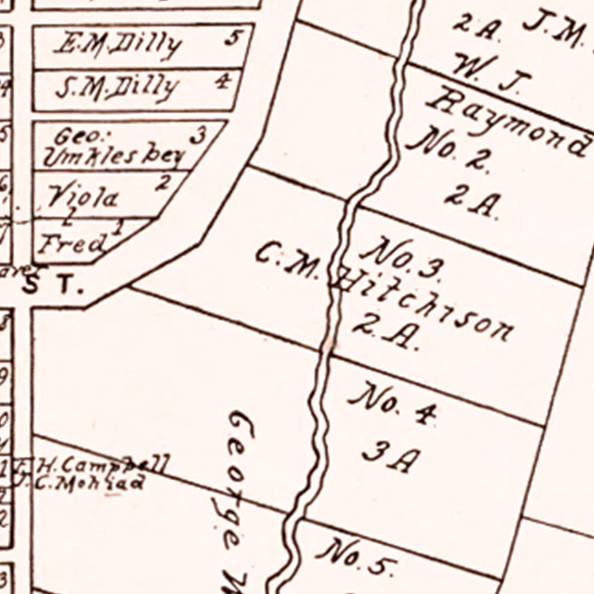 Restored historic details from the 1902 city map of Senecaville, Ohio
