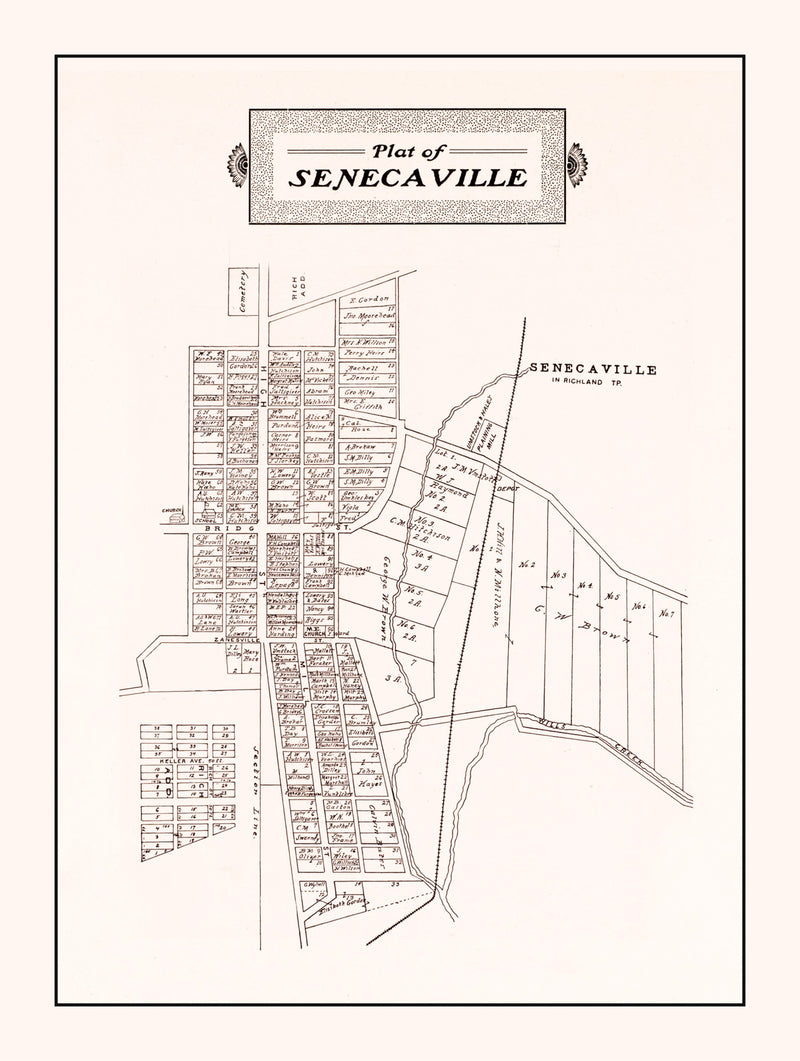 Size comparison using Vintage Map of Senecaville, Ohio 1902